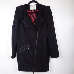 Rachel Roy Women's 4 Zippered Black Wool Blend Pea Coat Jacket